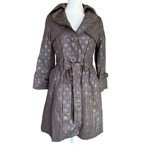Nicola Bertti Jacket Size Small Metallic Brown Dotted Belted Missing‎ Button NEW